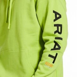 Ariat Rebar Sweatshirts: Men's 10032994 Lime Heather/ Black Rebar Graphic Hoodie -Outlet Vestucia Store 10032994 01
