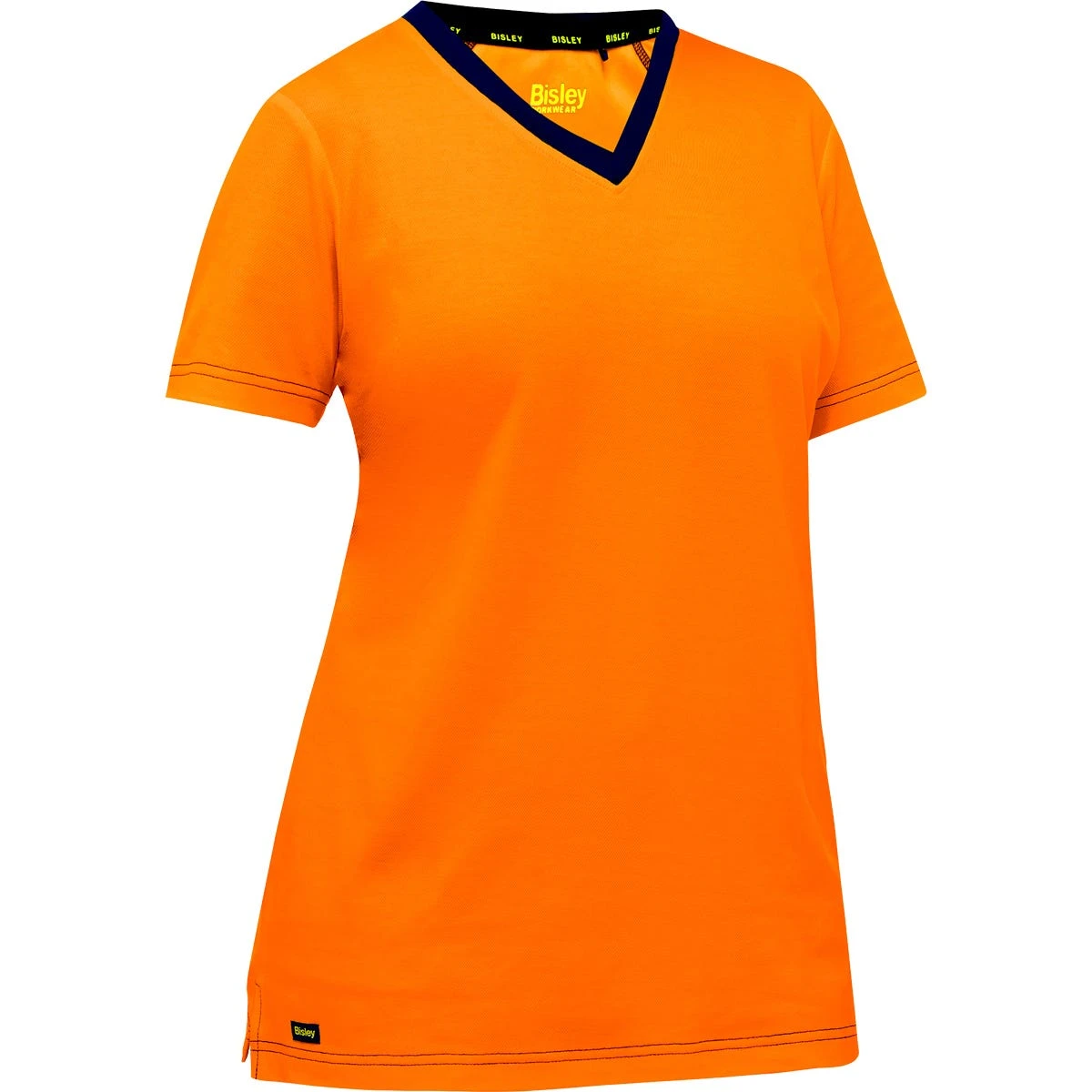 Bisley By PIP Shirts: Women's 310W1118 O Orange Non-ANSI Short Sleeve V Neck T-Shirt 3 Bisley By PIP Shirts: Women's 310W1118 O Orange Non-ANSI Short Sleeve V Neck T-Shirt