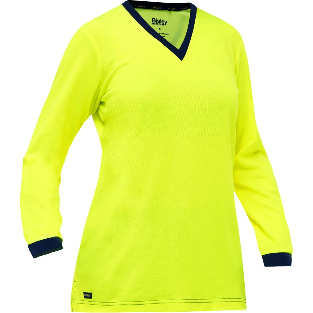 Bisley By PIP Shirts: Women's 310W6118 Y Yellow Non-ANSI Long Sleeve V Neck Shirt 3 Bisley By PIP Shirts: Women's 310W6118 Y Yellow Non-ANSI Long Sleeve V Neck Shirt