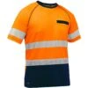 Bisley By PIP Shirts: Men's 312M1118T ON Orange Navy Bottom ANSI Type R Class 2 Short Sleeve T-Shirt -Outlet Vestucia Store 312m1118t on omf