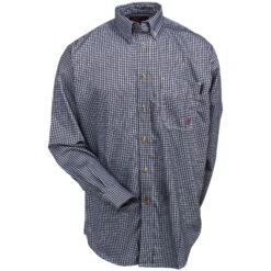 Ariat FR Work Shirts: Flame-Resistant CAT 2 Men's 10013513 Blue Plaid Twill Work Shirt -Outlet Vestucia Store ariat 1001 checker f 01