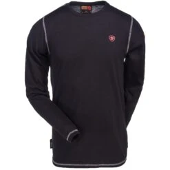 Ariat Work FR Shirts: Men's Polartec FR 10014892 Black Baselayer Shirt -Outlet Vestucia Store ariat 10014892 blk f 01