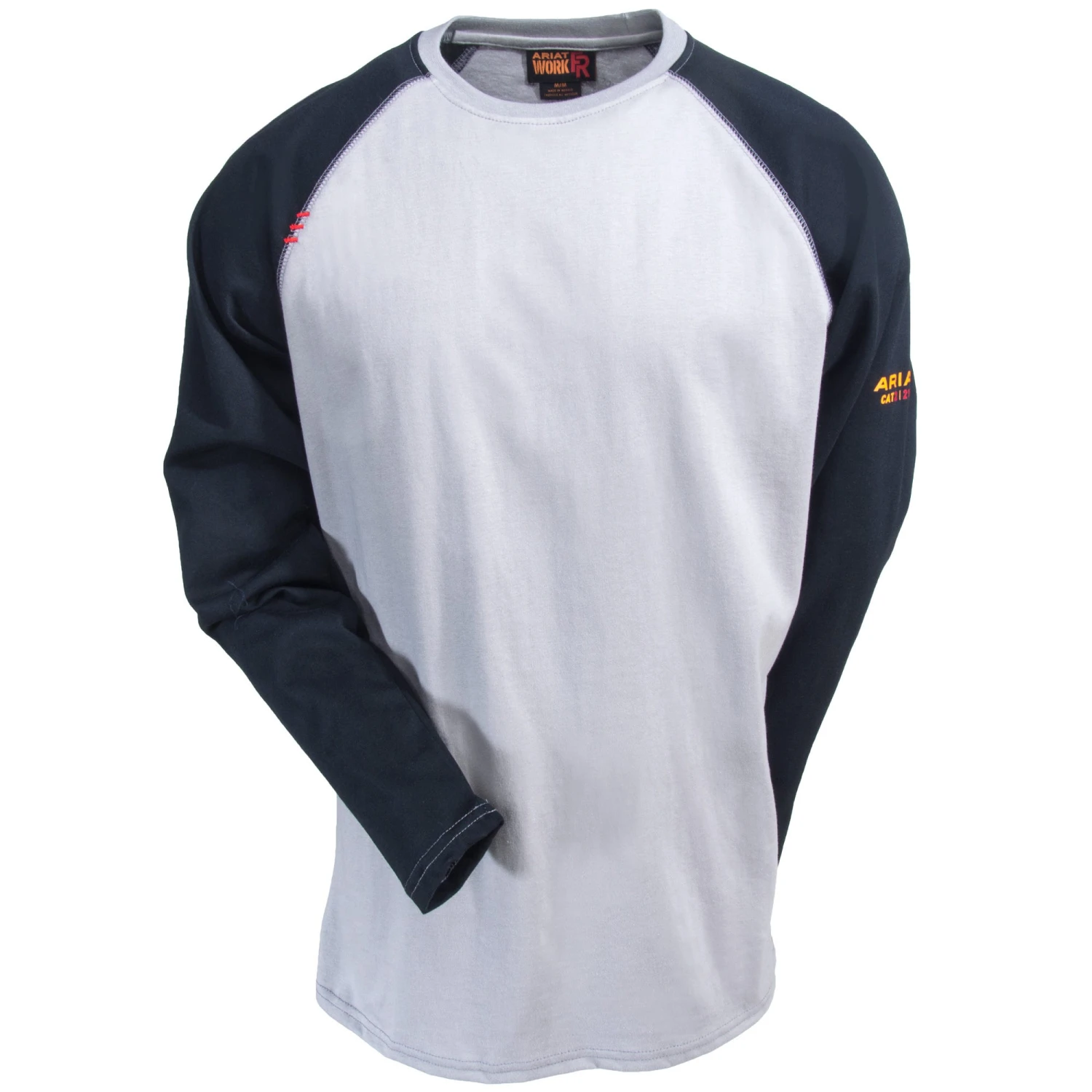Ariat Work FR Shirts: Men's Baseball 10018439 Grey/Black Crew Neck Tee 4 Ariat Work FR Shirts: Men's Baseball 10018439 Grey/Black Crew Neck Tee - Image 2