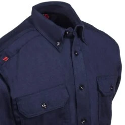 Ariat Work FR Shirts: 10018816 Solid Navy FR Long-Sleeve Men's Button-Down Work Shirt