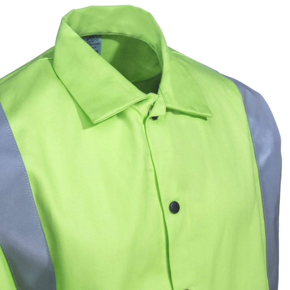 Black Stallion Jackets: Men's JF1012 LM Hi Vis Lime Green FR Welding TruGuard 200 Jacket 4 Black Stallion Jackets: Men's JF1012 LM Hi Vis Lime Green FR Welding TruGuard 200 Jacket - Image 2