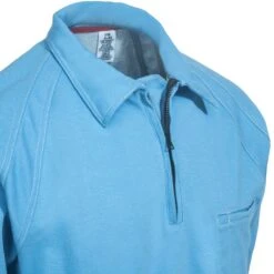Bulwark Shirts: Men's Blue QT12 BL Flame-Resistant Long Sleeve Polo Shirt