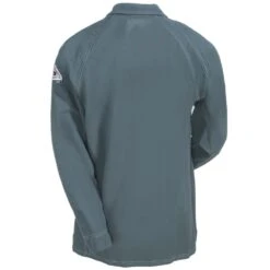 Bulwark Shirts: Men's QT12 CH Grey Flame-Resistant Long Sleeve Polo Shirt -Outlet Vestucia Store bulwark qt12ch b 01