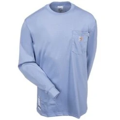 Carhartt Force Shirts: Men's Force Medium Blue Flame Resistant 100235 465 Work Shirt -Outlet Vestucia Store carhartt 100235 465 f 01