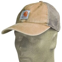 Carhartt Hats: Men's 100286 253 Dark Khaki Buffalo Mesh Back Baseball Cap -Outlet Vestucia Store carhartt 100286 253 p 01