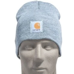 Carhartt Hats: Heather Grey A205 HGY Acrylic Beanie Winter Work Hat -Outlet Vestucia Store carhartt a205 hgy f 01
