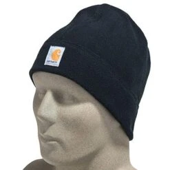 Carhartt Hats: Black Polyester Fleece Hat A207 BLK -Outlet Vestucia Store carhartt a207 blk p 01
