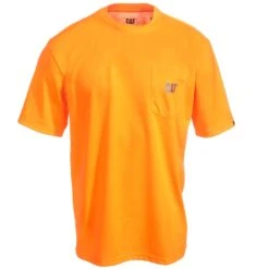 CAT Apparel Shirts: Men's 1510499 607 Hi Vis Orange Trademark Shirt -Outlet Vestucia Store cat 1510499 607 f 01