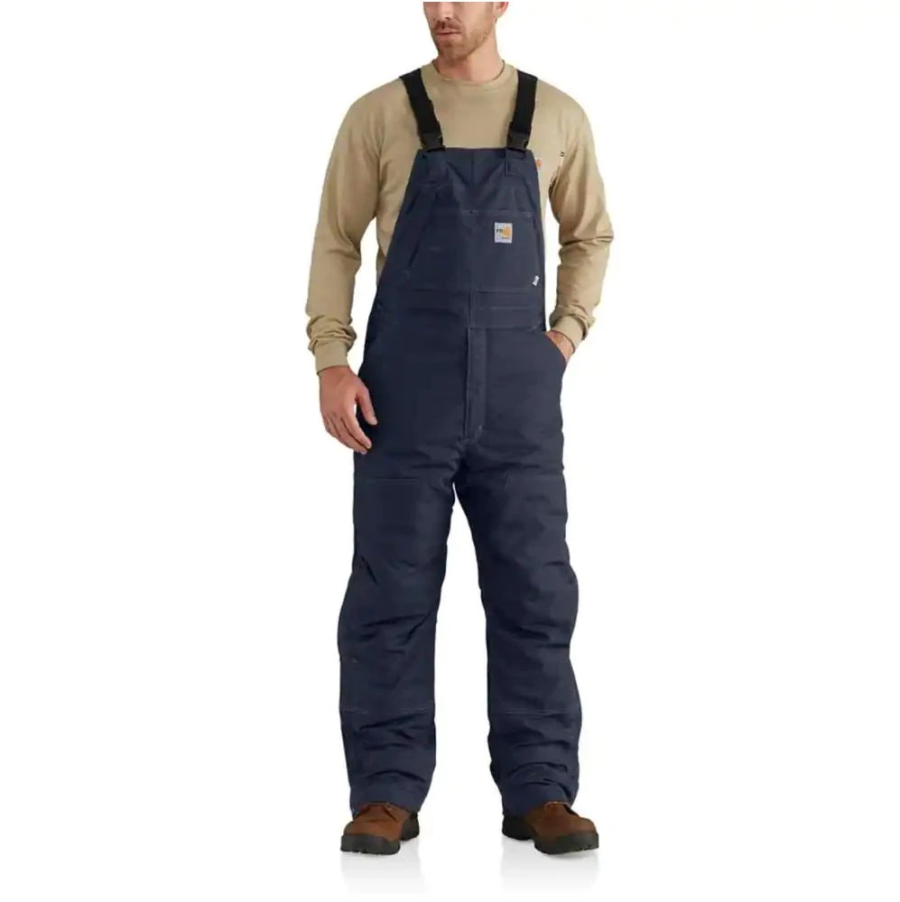 Carhartt Overalls: Men's 102691 410 Dark Navy Flame Resistant Quick Duck Quilt Lined Bib Overalls 3 Carhartt Overalls: Men's 102691 410 Dark Navy Flame Resistant Quick Duck Quilt Lined Bib Overalls