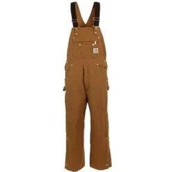 Carhartt Overalls: Men's R41 BRN Brown Cotton Lined Bib Overalls -Outlet Vestucia Store image 44041
