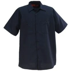 Red Kap Shirts: Men's SP24 NV Navy Industrial Short-Sleeve Work Shirt -Outlet Vestucia Store image 49707