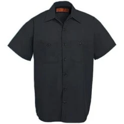 Red Kap Shirts: Men's SP24 BK Black Industrial Short-Sleeve Poplin Work Shirt 7 Red Kap Shirts: Men's SP24 BK Black Industrial Short-Sleeve Poplin Work Shirt -Outlet Vestucia Store image 89376