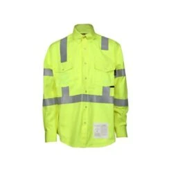 MCR Safety: Men's S1CL3L Fluorescent Lime Flame Resistant Work Shirt Class 3 Hi-Visibility Protection