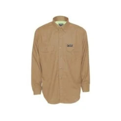 MCR Safety Shirts: Men's SBS1003 Tan FR Summit Breeze Vented Underarms Long Sleeve Button Down Shirt