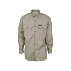 MCR Safety Shirts: Men's SBS2003 Tan FR Summit Breeze Long Sleeve Button Down Shirt