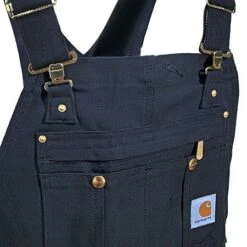 Carhartt Overalls: Men's R37 BLK Black Cotton Duck Zip Bib Overalls -Outlet Vestucia Store r37blk carharttfd 01 1