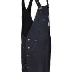 Carhartt Overalls: Men's R37 BLK Black Cotton Duck Zip Bib Overalls -Outlet Vestucia Store r37blk carharttr 01 1