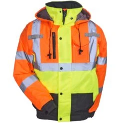 Radians Jackets: Men's SJ12 3ZMS High-Visibility Quilt-Lined Hooded Bomber Jacket -Outlet Vestucia Store radians sj12 3zms f 01