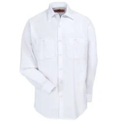 Red Kap Shirts: Men's SP14 WH White Long-Sleeve Industrial Work Shirt -Outlet Vestucia Store red kap sp14wh f 01