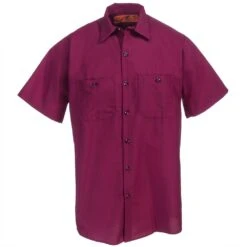 Red Kap Shirts: Men's SP24 BY Short-Sleeve Industrial Burgundy Work Shirt 6 Red Kap Shirts: Men's SP24 BY Short-Sleeve Industrial Burgundy Work Shirt -Outlet Vestucia Store red kap sp24by f 01
