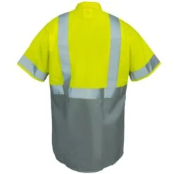 Red Kap Shirts: Class 2 High Vis Grey Men's SY24 YG Colorblock Work Shirt -Outlet Vestucia Store red kap sy24yg2 b 01