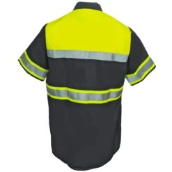 Red Kap Shirts: High Visibility Colorblock Men's SY80 YC Charcoal Button Down Shirt -Outlet Vestucia Store red kap sy80yc2 b 01