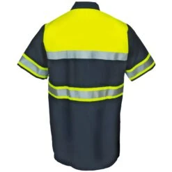 Red Kap Shirts: Men's SY80 YN Navy Hi Viz Ripstop Colorblock Short Sleeve Shirt -Outlet Vestucia Store red kap sy80yn2 b 01