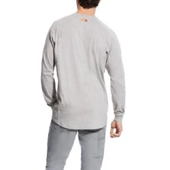 Ariat Work FR: Men's 10022599 Silver Fox Heather Flame Resistant Air Lightweight Long Sleeve Henley Shirt 5 Ariat Work FR: Men's 10022599 Silver Fox Heather Flame Resistant Air Lightweight Long Sleeve Henley Shirt -Outlet Vestucia Store s18 mns work 10022599 back