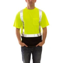 Tingley Shirts: Men's S75122 High Visibility Lime Black Job Sight Work Shirt -Outlet Vestucia Store s75122