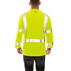 Tingley Shirts: Men's S75622 High Visibility Lime Black Job Sight Long Sleeve Work Shirt
