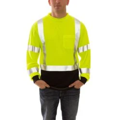 Tingley Shirts: Men's S75622 High Visibility Lime Black Job Sight Long Sleeve Work Shirt -Outlet Vestucia Store s75622
