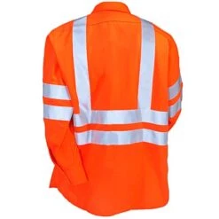 Red Kap Shirts: Men's SS14 OF High Visibility Orange Long Sleeve Work Shirt -Outlet Vestucia Store ss14or2 redkapb 01