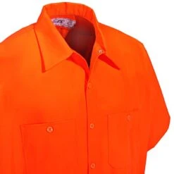 Red Kap Shirts: SS24 OR Men's Orange Short Sleeve Hi-Visibility Work Shirt