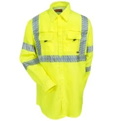 Tingley Shirts: Job Sight Class 3 Men's High Vis Lime S76522 Long-Sleeve Sportsman Shirt -Outlet Vestucia Store tingley s76522 f 01