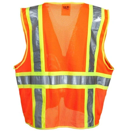 Tingley Vests: Men's Hi-Vis V73859 Fluorescent Orange/Yellow Surveyor Vest 5 Tingley Vests: Men's Hi-Vis V73859 Fluorescent Orange/Yellow Surveyor Vest - Image 3