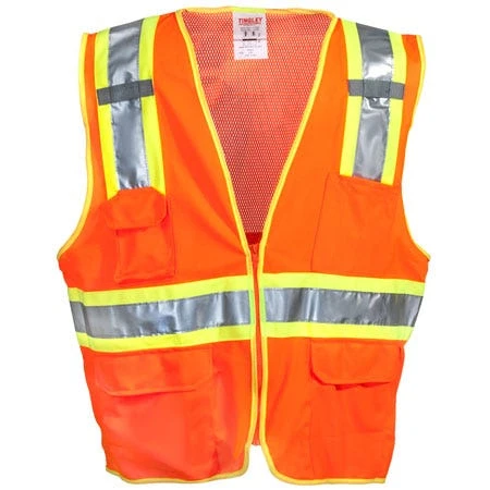 Tingley Vests: Men's Hi-Vis V73859 Fluorescent Orange/Yellow Surveyor Vest 3 Tingley Vests: Men's Hi-Vis V73859 Fluorescent Orange/Yellow Surveyor Vest