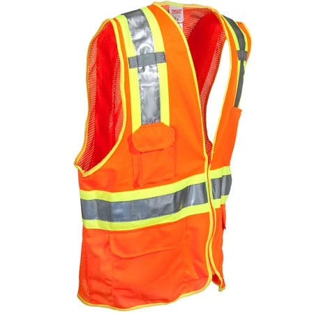 Tingley Vests: Men's Hi-Vis V73859 Fluorescent Orange/Yellow Surveyor Vest 4 Tingley Vests: Men's Hi-Vis V73859 Fluorescent Orange/Yellow Surveyor Vest - Image 2