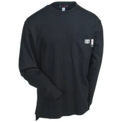 Wolverine Shirts: Men's W1203290 003 Black Flame-Resistant Long-Sleeve Tee Shirt -Outlet Vestucia Store wolverine w1203290 003 blk f 01
