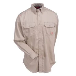 Ariat Work FR Shirts: Men's 10012251 Flame-Resistant Khaki Solid Button-Down Work Shirt -Outlet Vestucia Store wps 25
